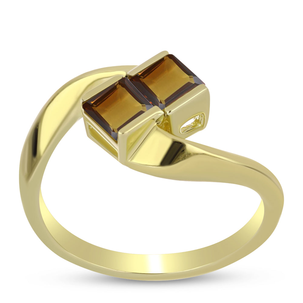 Pierścionek srebrny pozłacany z koniakowym kwarcem 3 
