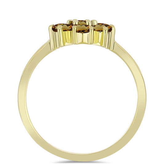 Pierścionek srebrny pozłacany z koniakowym kwarcem