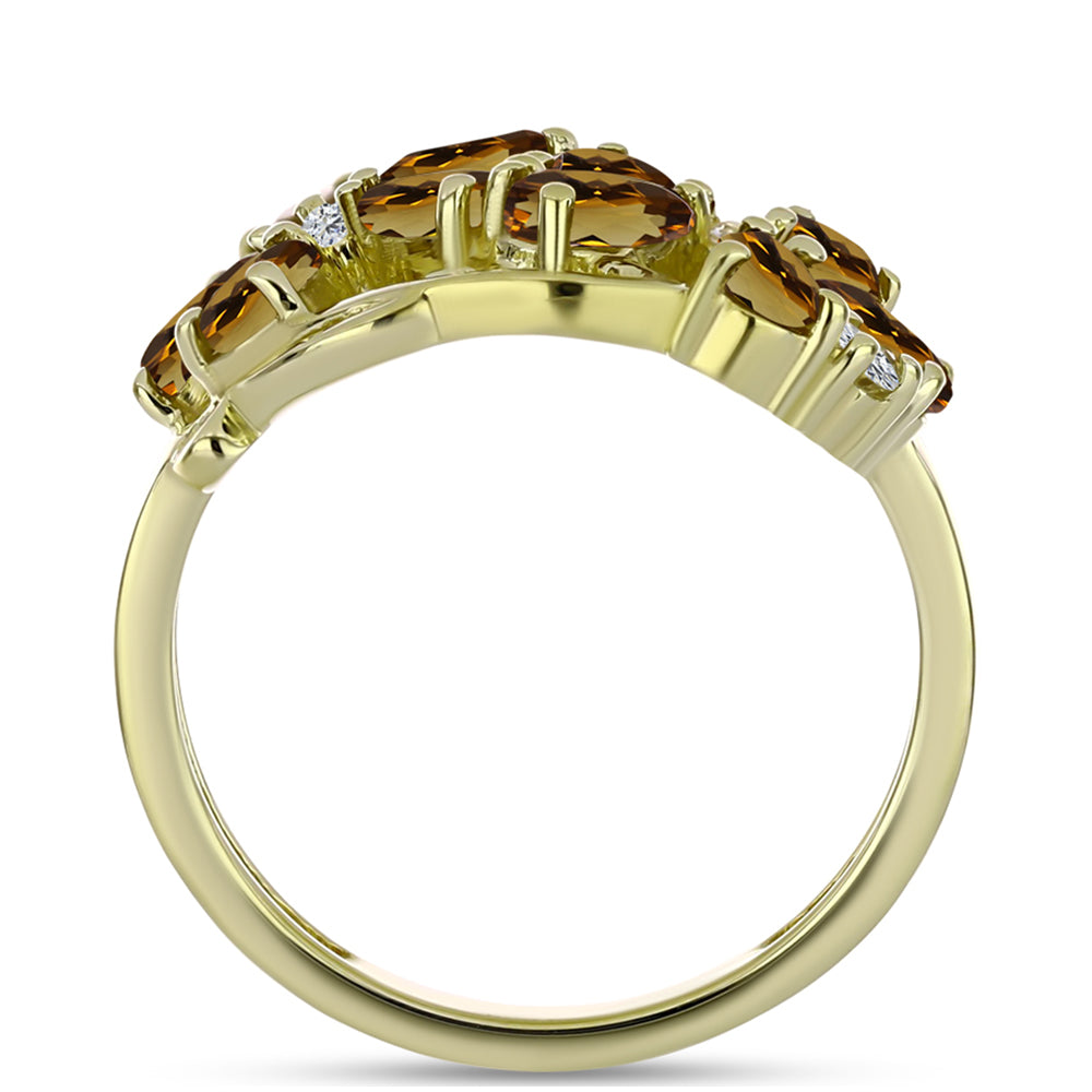 Pierścionek srebrny pozłacany z koniakowym kwarcem i białym topazem 2 