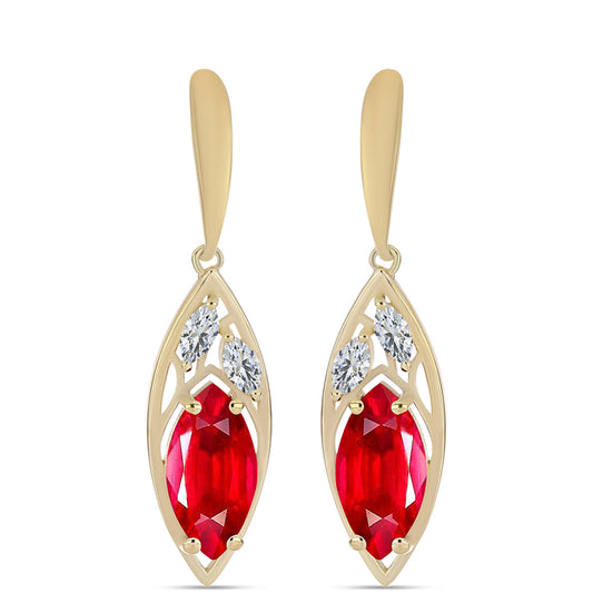 Kolczyki srebrne pozłacane z czerwonym agatem i białym topazem