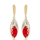 Kolczyki srebrne pozłacane z czerwonym agatem i białym topazem