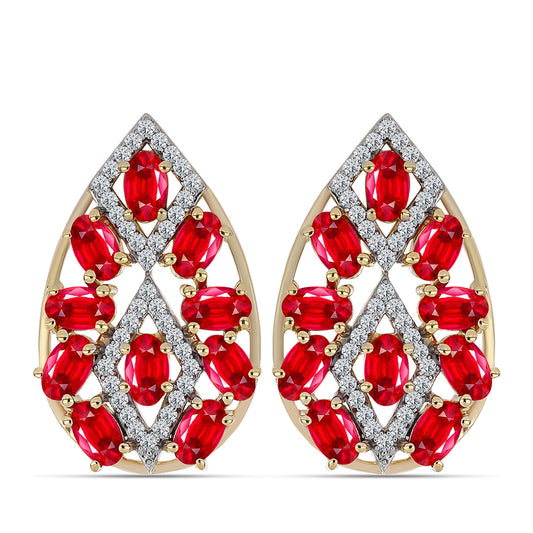 Kolczyki srebrne pozłacane z czerwonym agatem i białym topazem