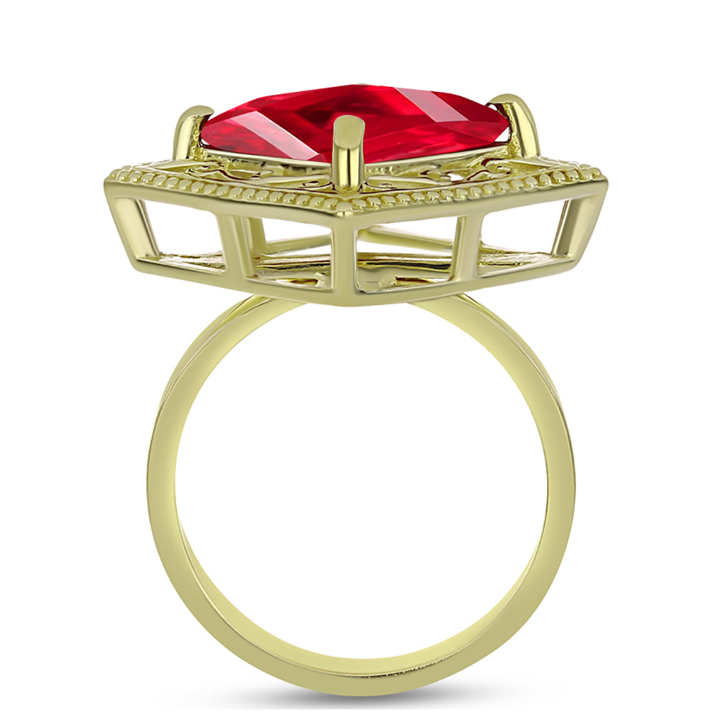 Pierścionek srebrny pozłacany z czerwonym agatem