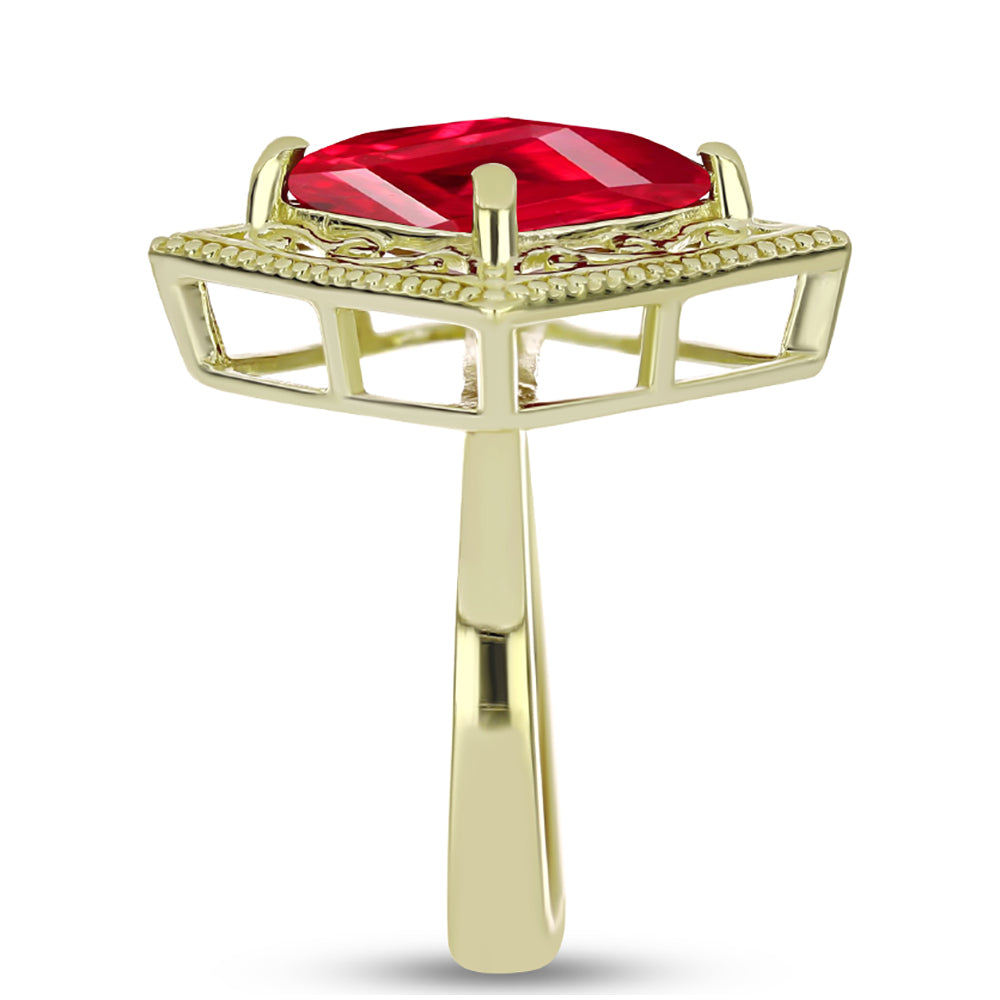 Pierścionek srebrny pozłacany z czerwonym agatem 4 