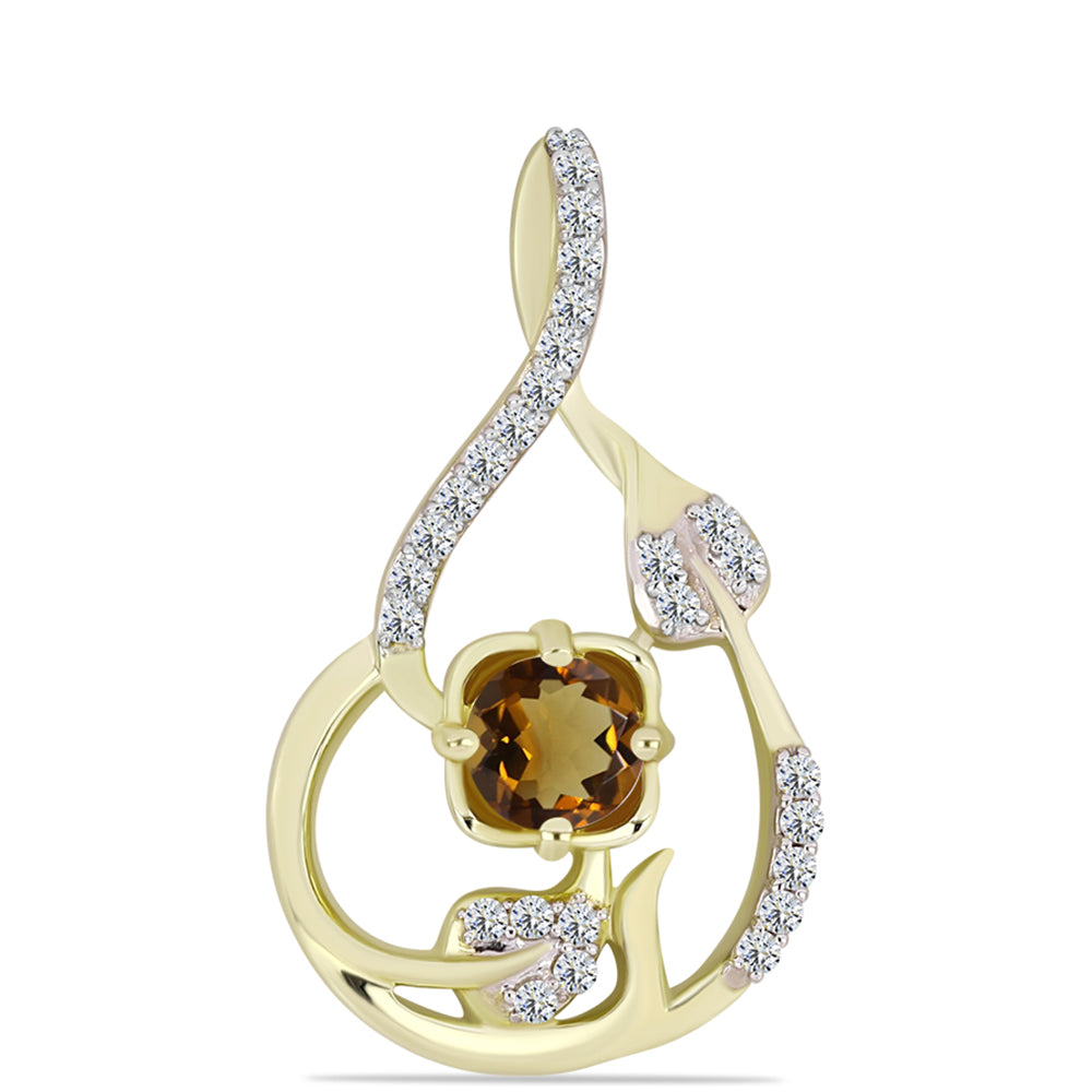 Zawieszka srebrna pozłacana z koniakowym kwarcem i białym topazem 1 