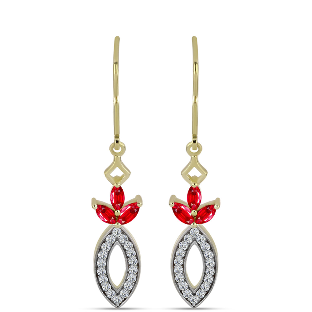 Kolczyki srebrne pozłacane z czerwonym agatem i białym topazem 1 