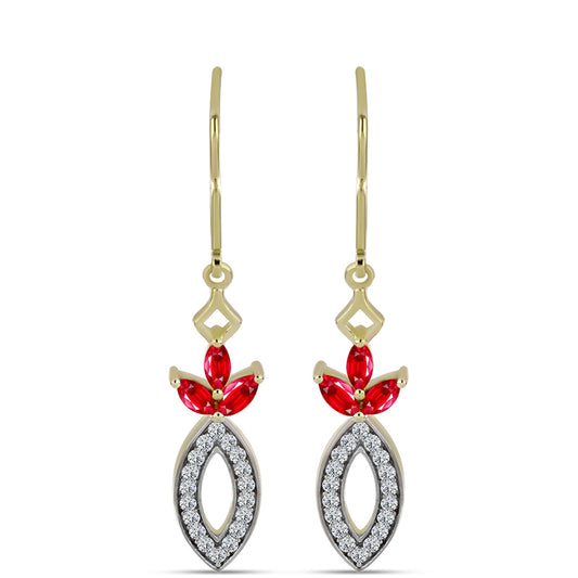 Kolczyki srebrne pozłacane z czerwonym agatem i białym topazem