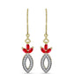 Kolczyki srebrne pozłacane z czerwonym agatem i białym topazem