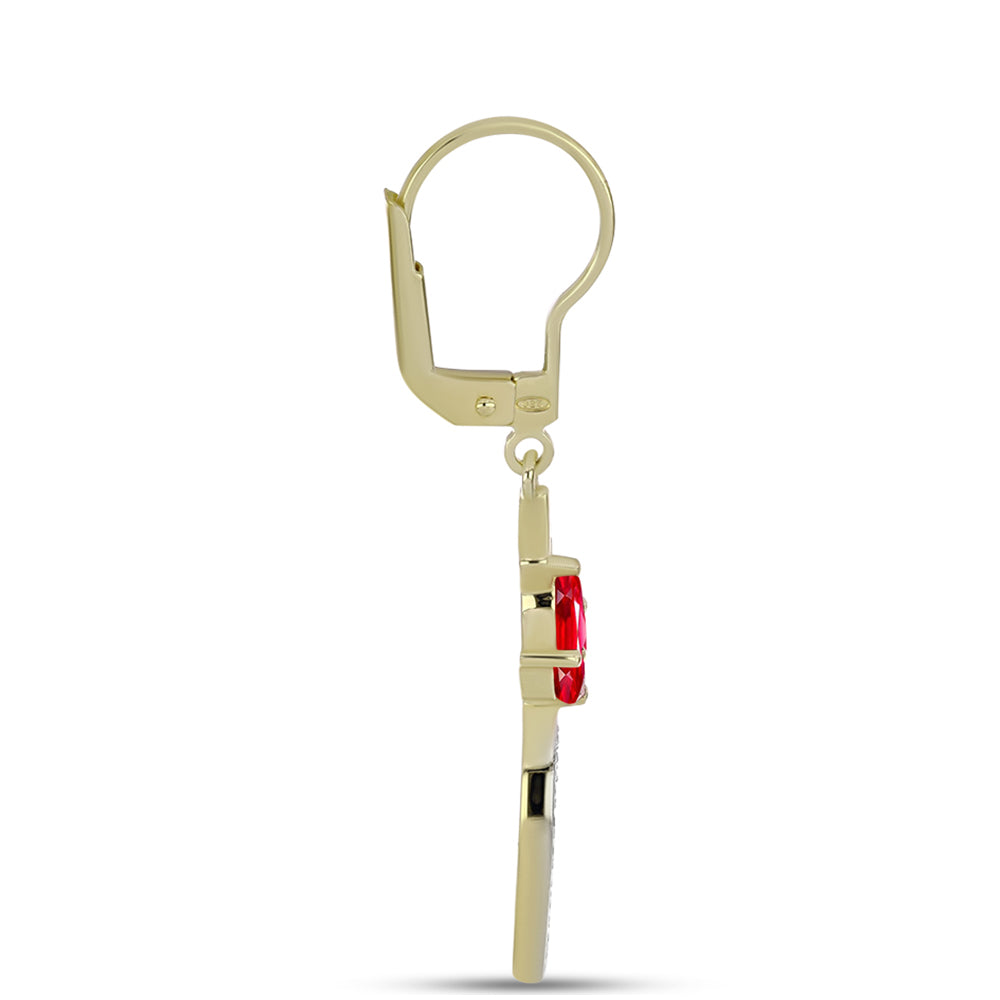 Kolczyki srebrne pozłacane z czerwonym agatem i białym topazem 2 