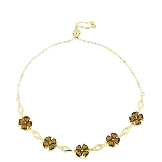 Bransoletka srebrna pozłacana z koniakowym kwarcem