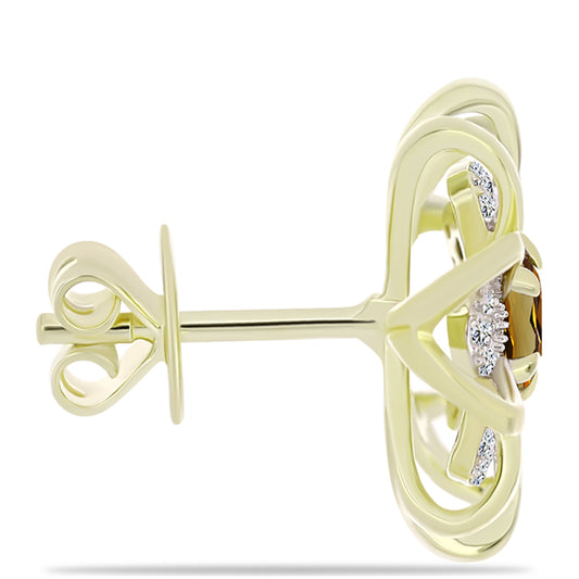 Kolczyki srebrne pozłacane z koniakowym kwarcem i białym topazem