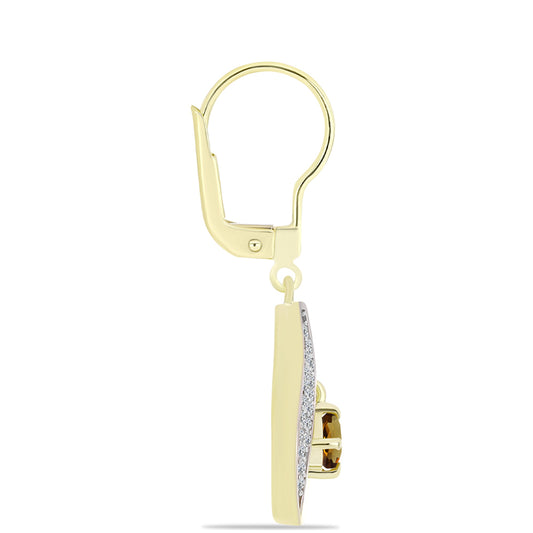 Kolczyki srebrne pozłacane z koniakowym kwarcem i białym topazem