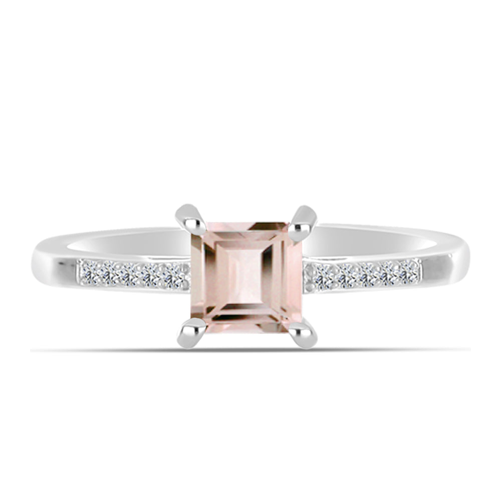 Pierścionek ze srebra próby 925 z morganitem i białym topazem 1 