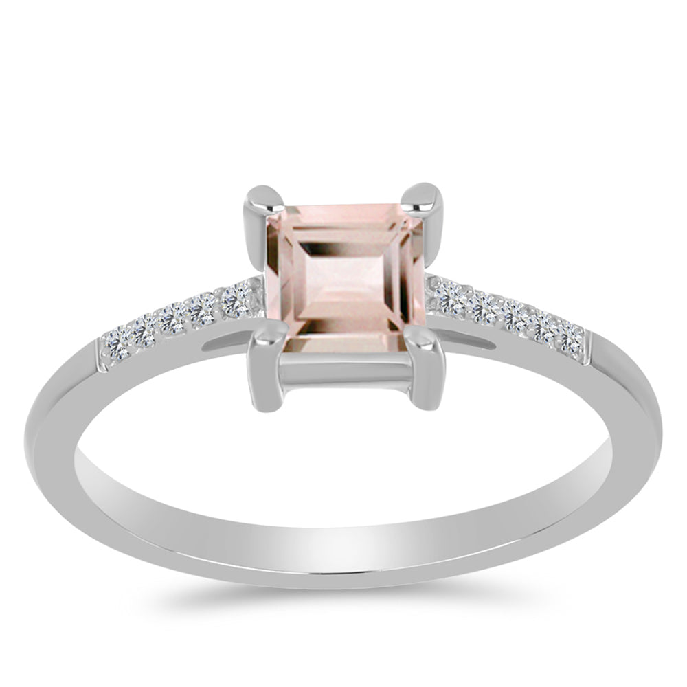 Pierścionek ze srebra próby 925 z morganitem i białym topazem