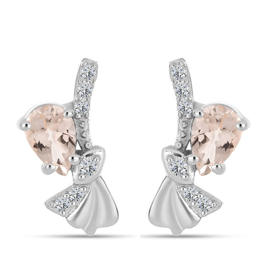 Kolczyki ze srebra próbe 925 z morganitem i białym topazem