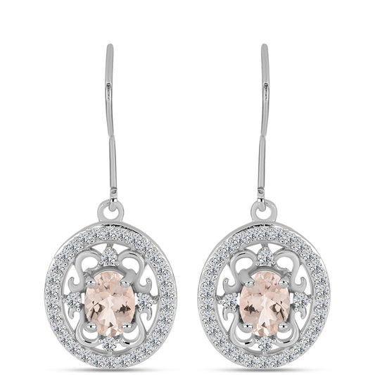 Kolczyki ze srebra próbe 925 z morganitem i białym topazem