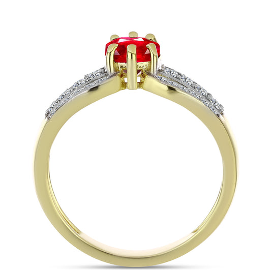 Pierścionek srebrny pozłacany z czerwonym agatem i białym topazem