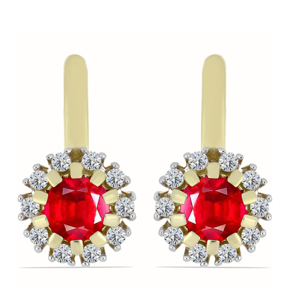 Kolczyki srebrne pozłacane z czerwonym agatem i białym topazem 1 