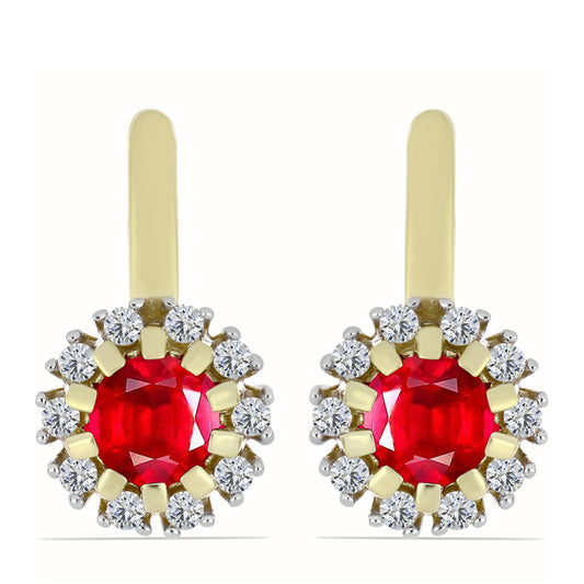 Kolczyki srebrne pozłacane z czerwonym agatem i białym topazem