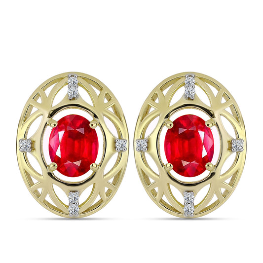 Kolczyki srebrne pozłacane z czerwonym agatem i białym topazem