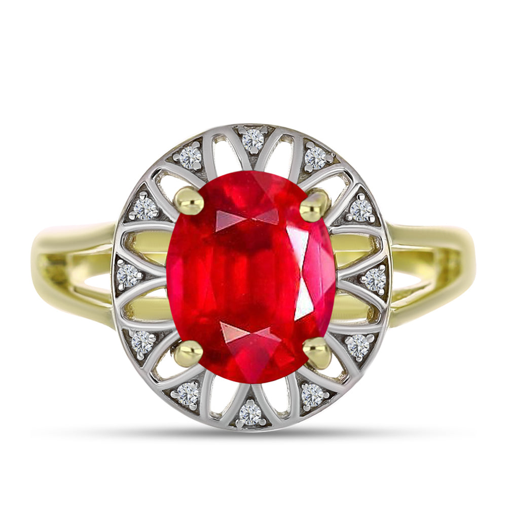 Pierścionek srebrny pozłacany z czerwonym agatem i białym topazem 1 