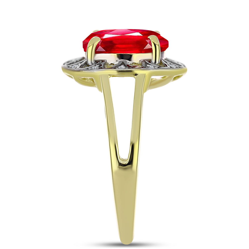 Pierścionek srebrny pozłacany z czerwonym agatem i białym topazem 4 