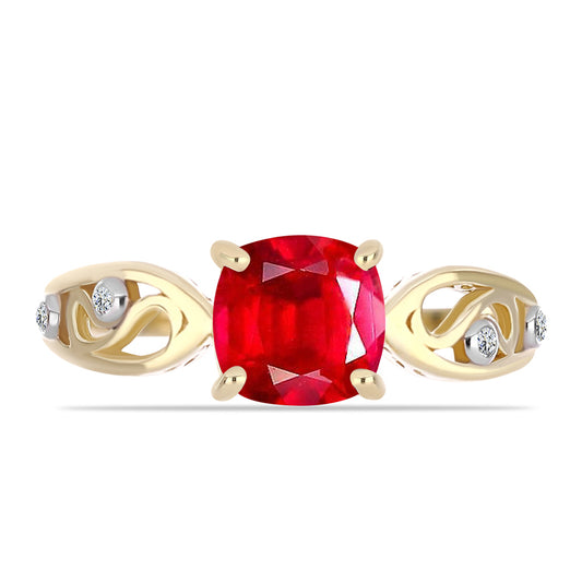 Pierścionek srebrny pozłacany z czerwonym agatem i białym topazem