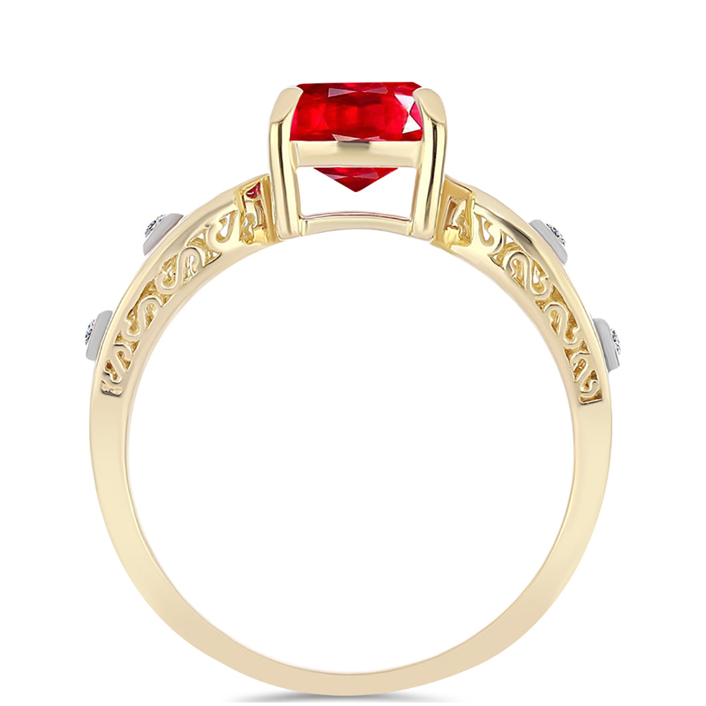 Pierścionek srebrny pozłacany z czerwonym agatem i białym topazem 2 