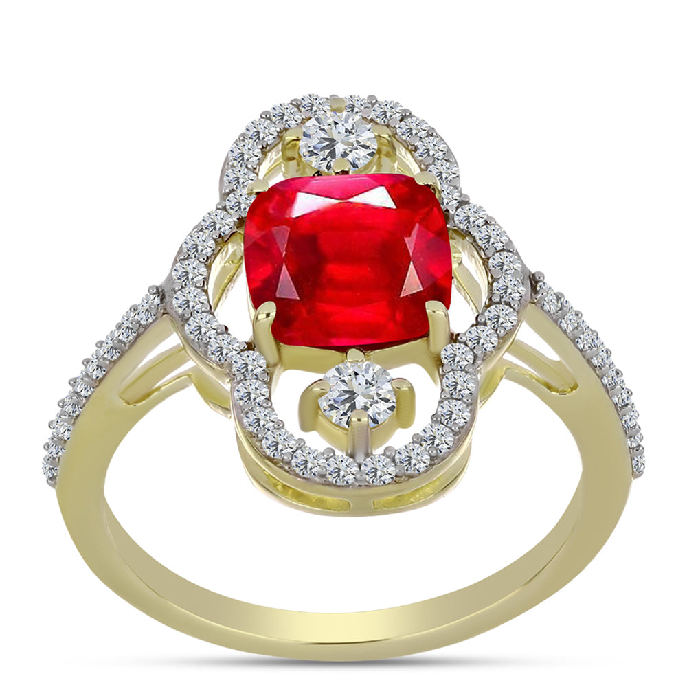 Pierścionek srebrny pozłacany z czerwonym agatem i białym topazem 3 