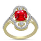 Pierścionek srebrny pozłacany z czerwonym agatem i białym topazem