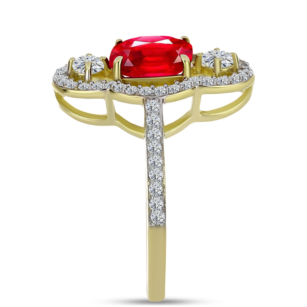 Pierścionek srebrny pozłacany z czerwonym agatem i białym topazem 4 