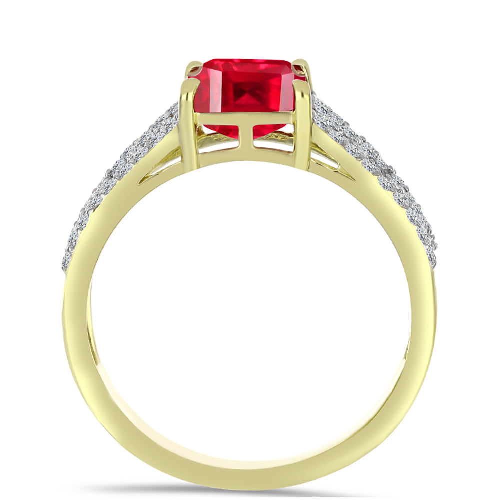 Pierścionek srebrny pozłacany z czerwonym agatem i białym topazem 2 