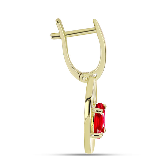 Kolczyki srebrne pozłacane z czerwonym agatem