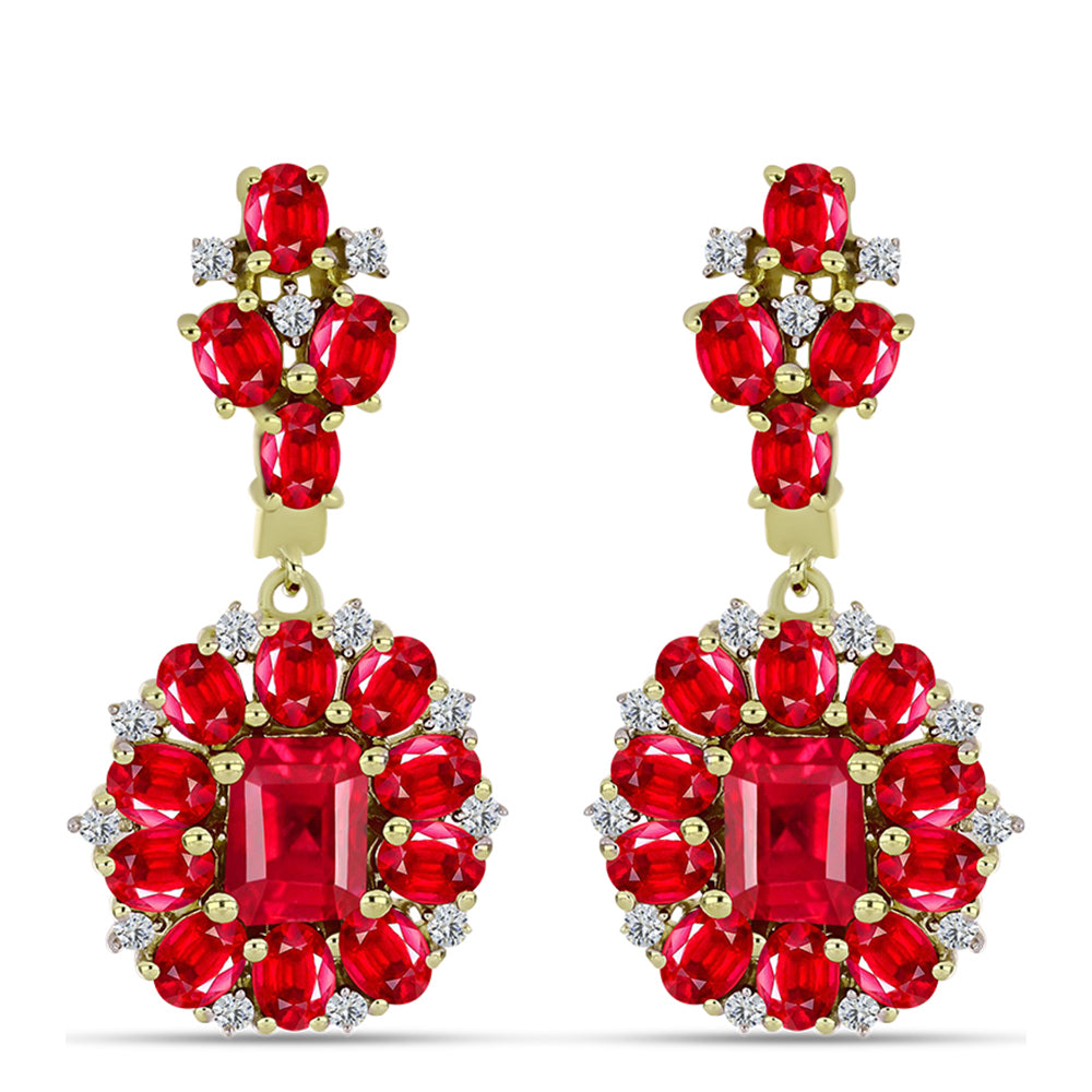 Kolczyki srebrne pozłacane z czerwonym agatem i białym topazem 1 