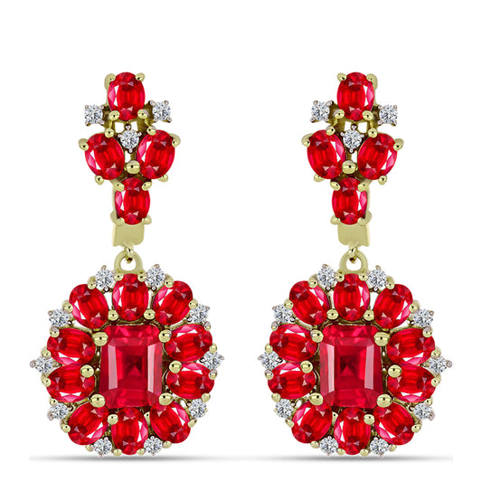 Kolczyki srebrne pozłacane z czerwonym agatem i białym topazem