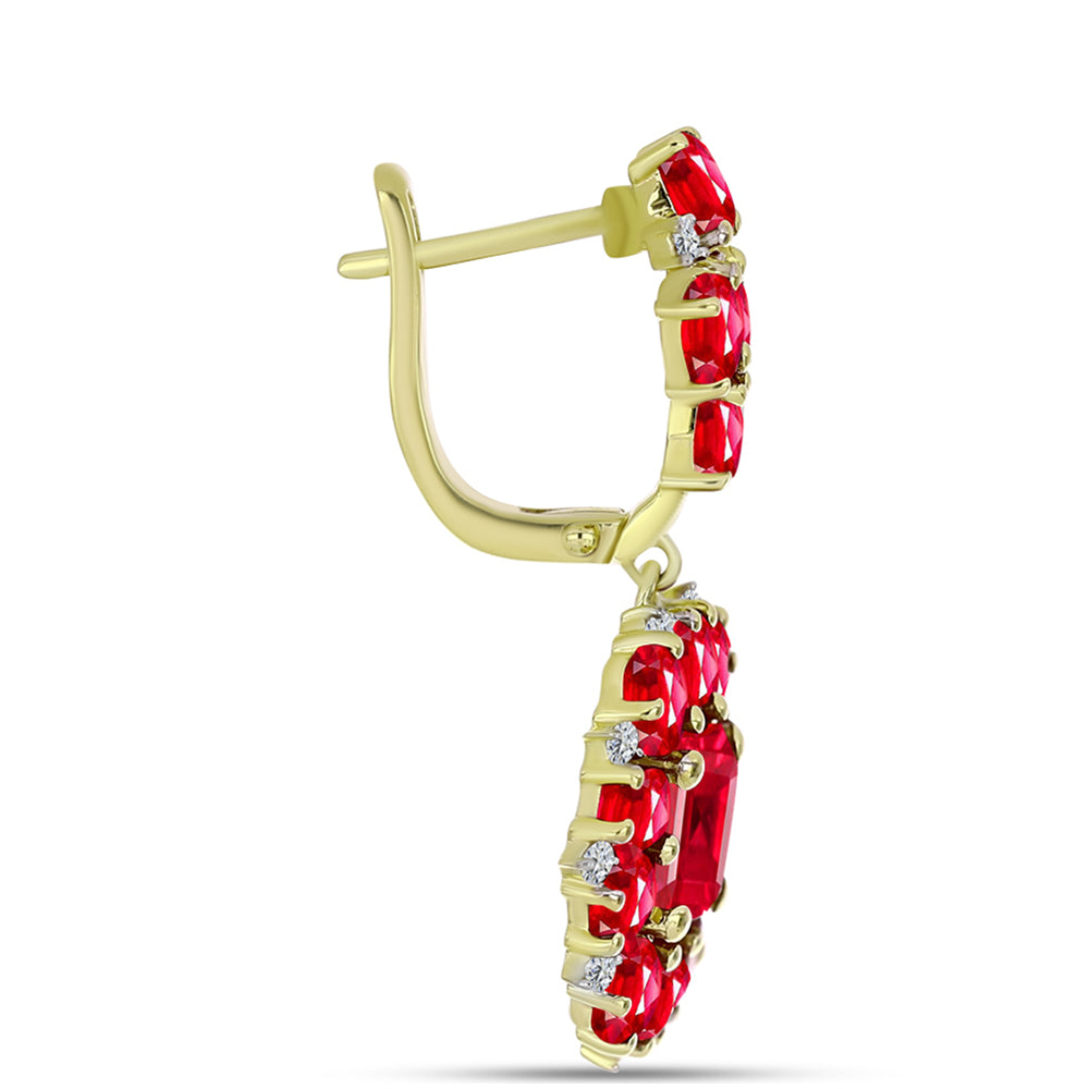 Kolczyki srebrne pozłacane z czerwonym agatem i białym topazem 2 