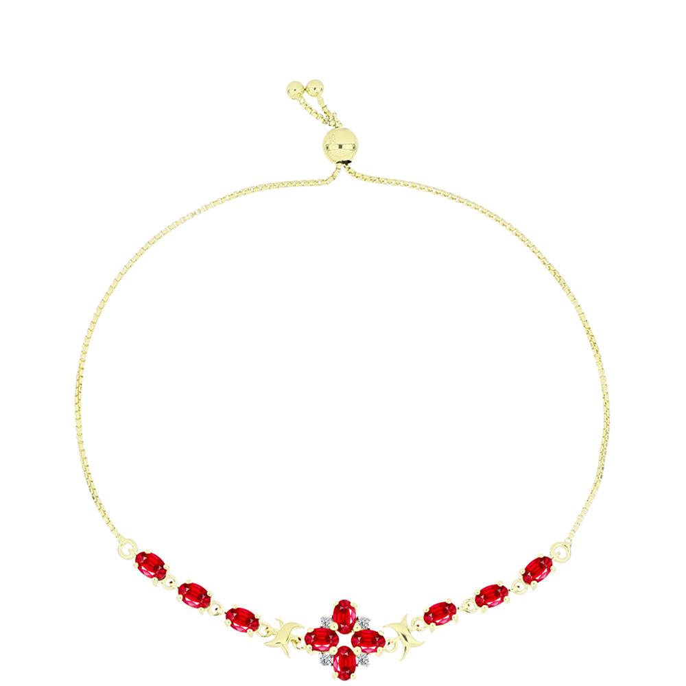 Bransoletka srebrna pozłacana z czerwonym agatem i białym topazem