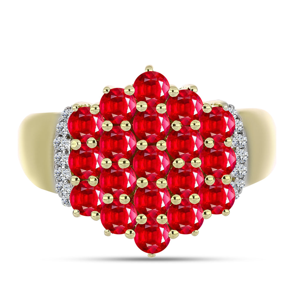 Pierścionek srebrny pozłacany z czerwonym agatem i białym topazem 1 