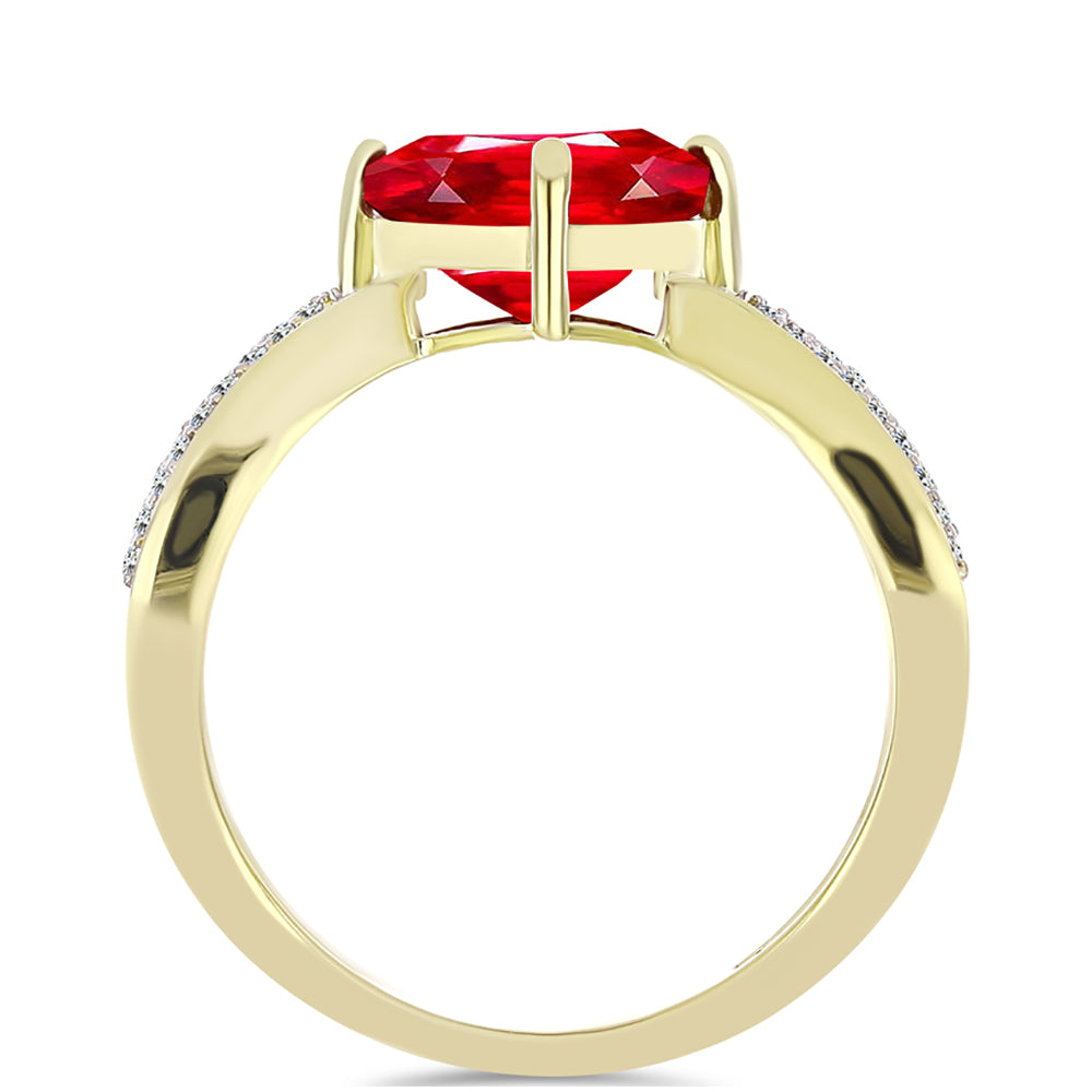 Pierścionek srebrny pozłacany z czerwonym agatem i białym topazem 2 