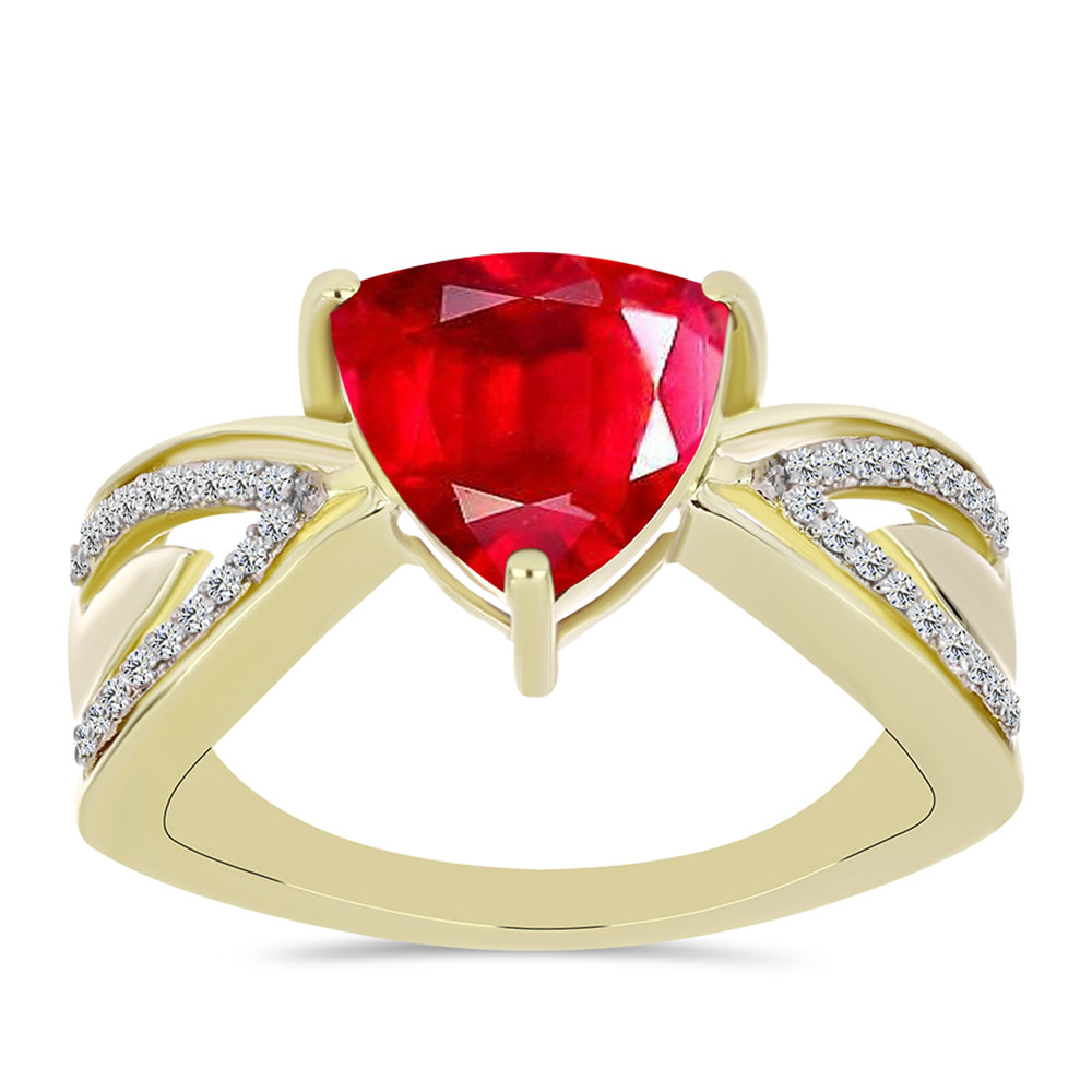 Pierścionek srebrny pozłacany z czerwonym agatem i białym topazem