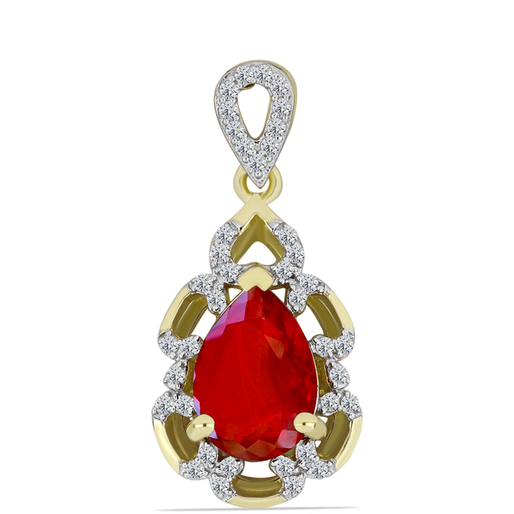 Zawieszka srebrna pozłacana z czerwonym agatem i białym topazem 1 