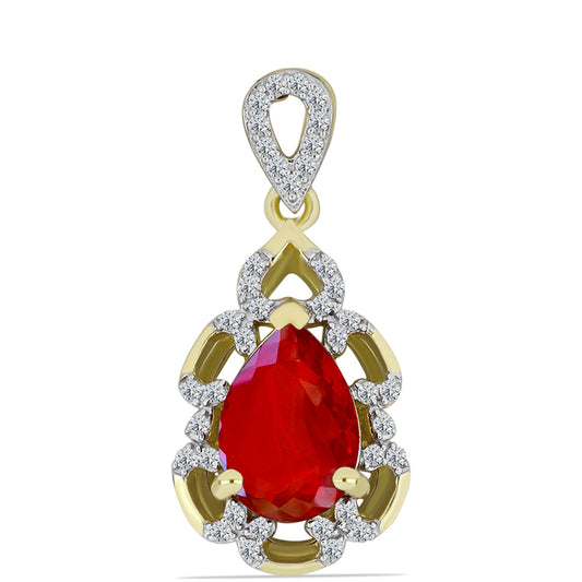 Zawieszka srebrna pozłacana z czerwonym agatem i białym topazem