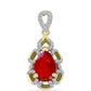 Zawieszka srebrna pozłacana z czerwonym agatem i białym topazem