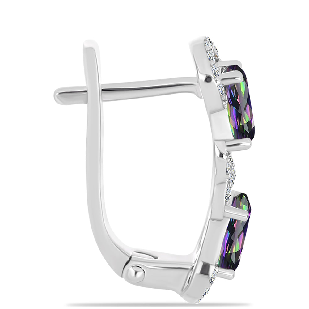 Kolczyki ze srebra próbe 925 z brazylijskim kwarcem zielonym i białym topazem 2 