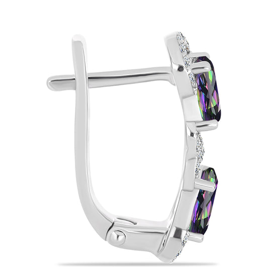 Kolczyki ze srebra próbe 925 z brazylijskim kwarcem zielonym i białym topazem