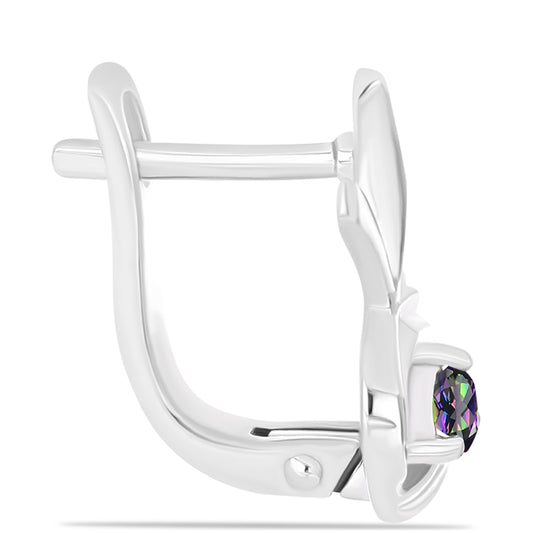 Kolczyki ze srebra próbe 925 z brazylijskim kwarcem zielonym