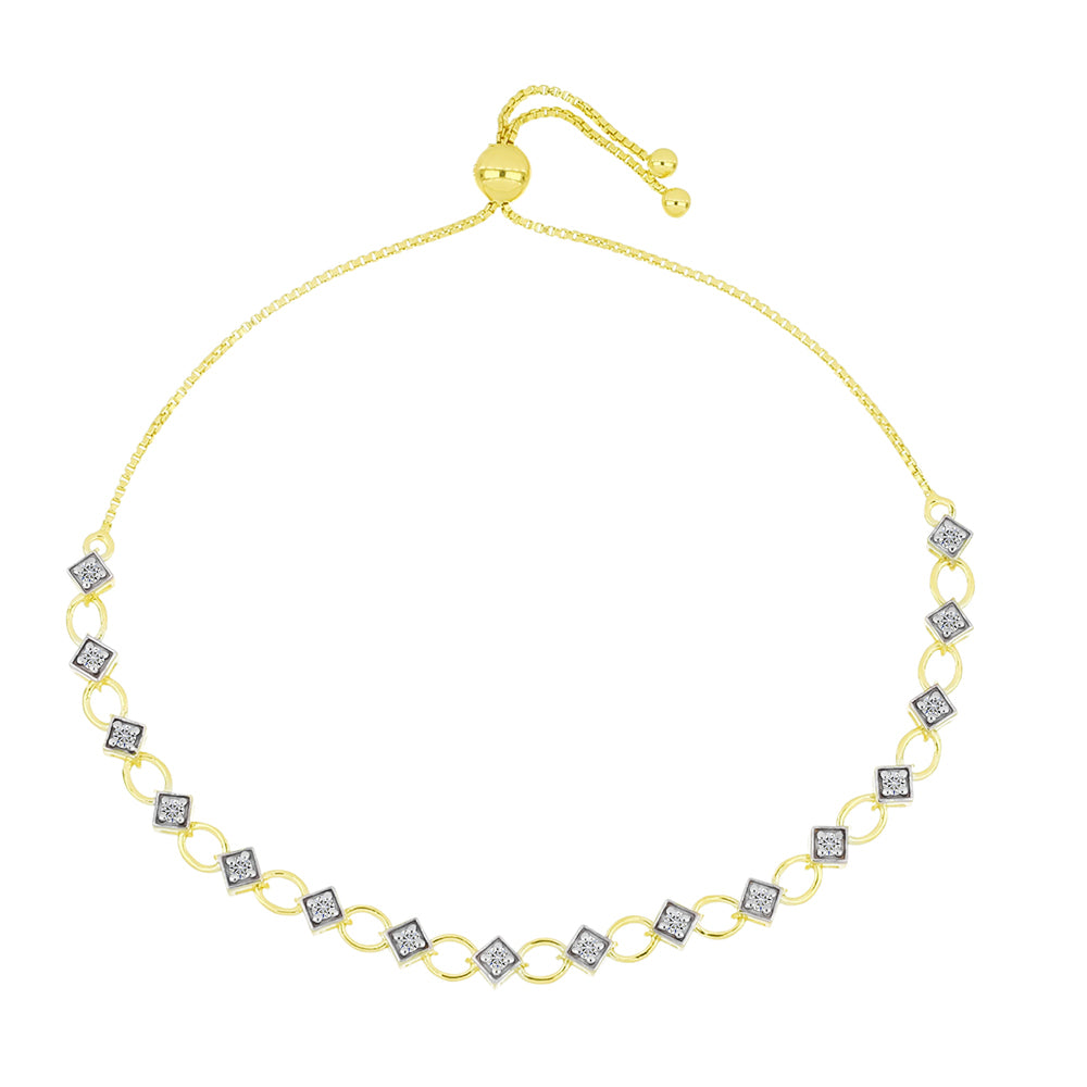 Bransoletka srebrna pozłacana z certyfikowanym diamentem hodowanym w laboratorium 4 