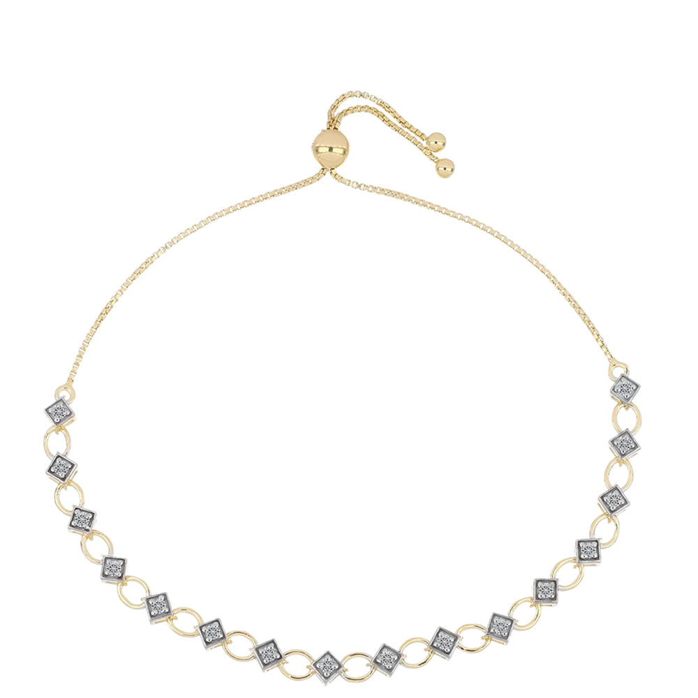 Bransoletka srebrna pozłacana z certyfikowanym diamentem hodowanym w laboratorium