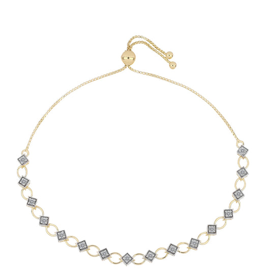 Bransoletka srebrna pozłacana z certyfikowanym diamentem hodowanym w laboratorium