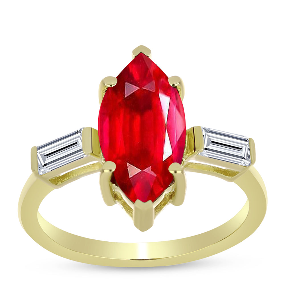 Pierścionek srebrny pozłacany z czerwonym agatem i białym topazem 3 